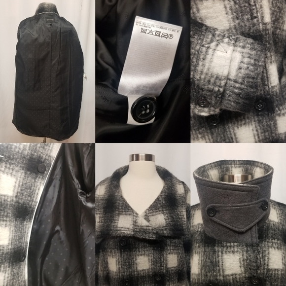 Vintage Banana Republic Double Breasted Car Top Coat Wool Blend Plaid Woman's S - Picture 4 of 8